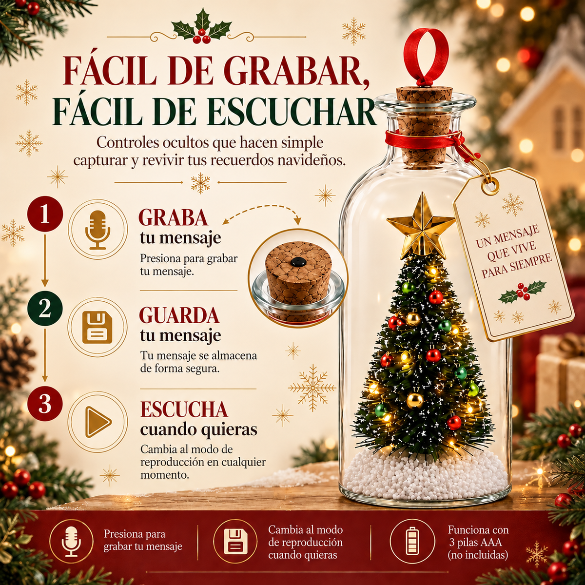 Botella de Recuerdos Navideños