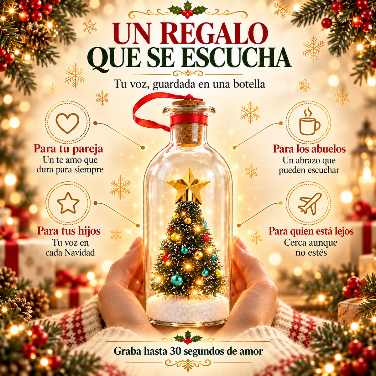 Botella de Recuerdos Navideños